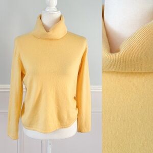 Saffron 100% Cashmere Sweater Butter Yellow Turtleneck Cabincore Size Medium